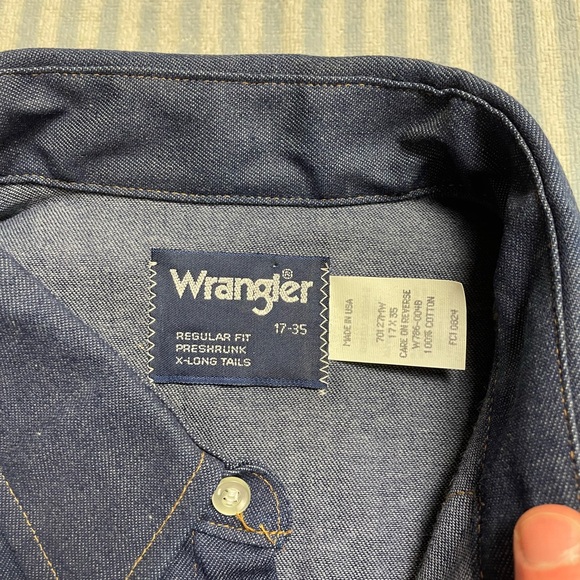 Vintage Wrangler Cowboy Cut Pearl Snap Denim Button Down Shirt NWT - Picture 9 of 12
